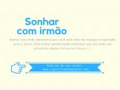 significado sonhar com irmão